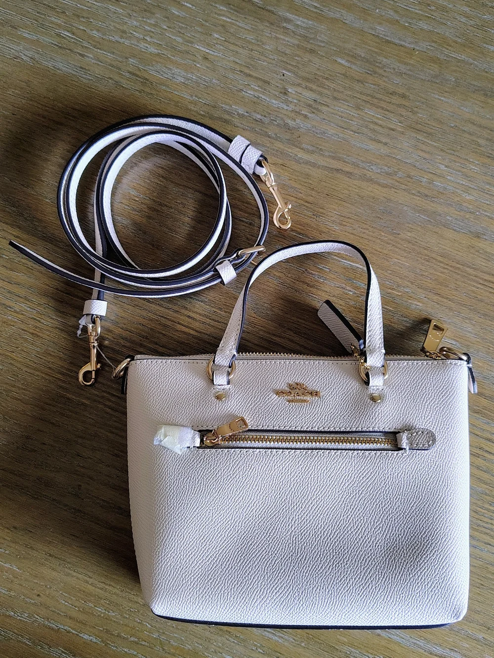 NWT Coach Mini Gallery Crossbody Crossgrain Leather Chalk White C9948